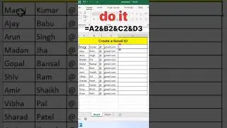 E-mail id create karne ki best trick in ms excel | #excel  #exceltips #exceltricks