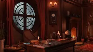 Stormy Night Ambience - Rain, Thunder, and Crackling Fire