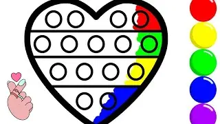 How To Draw Heart Shape POP IT For Children.