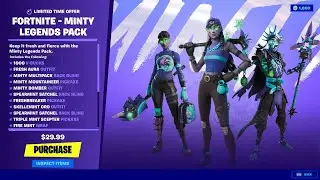 Fortnite Minty Legends Pack Full Showcase - Minty Aura, Minty Bomber, Minty Oro Skins, Pickaxe, more