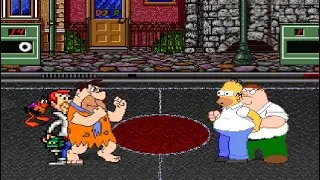 Mugen Battle Fred Flintstone & George Jetson vs Homer Simpsons & Peter Grffin