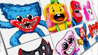 [Pixel Art] Drawing Poppy Playtime | Huggy Wuggy, Bunzo Bunny, Boxy Boo, Mommy long legs Characters