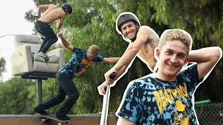 The First PRO SCOOTER RIDER in the Backyard Skate Park! (Corey Funk)
