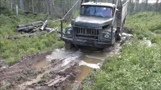 Зил-131 на шинах ои-25. Таёжное бездорожье Урала.