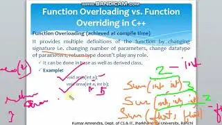 Lecture 17 'A' Function Overloading vs  Function Overriding in C++