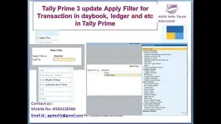 Tally Prime 3 Concept Apply filer for all fields in tally transaction level easy to filter Data's
