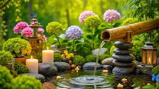 🌿 Relaxing Bamboo Water Fountain & Zen Garden | Calming Water Sounds for Sleep & Meditation