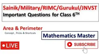 Sainik/Military/RIMC/Gurukul/JNVST- Mathematics Area And Perimeter with Tricks Class By Suraj Sharma