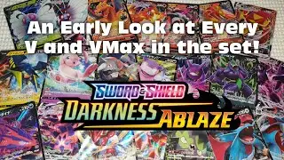 Pokemon Darkness Ablaze - Every V and VMax card in my hands! Card close ups and moves and abilities