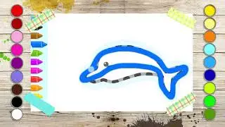 We draw a dolphin. We draw and learn colors.