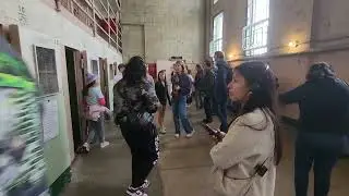 going into a cell at alcatraz penitentiary