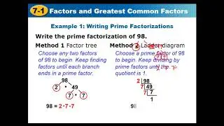 Alg I - 7.1 Factors and GCF
