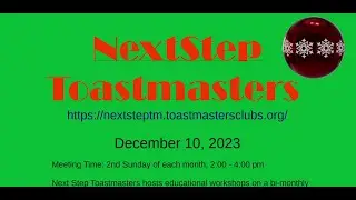 Next Step Toastmasters Meeting Announcement Sunday Dec 10 2023