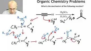 hydration of an alkyne using mercury II sulfate and sulfuric acid