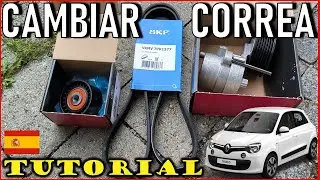 🇪🇸Cambio correa accesorios Poli V Tensor y Rodillo - Renault Twingo 3 - SCe 70 - Tutorial