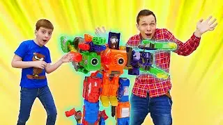 Классное видео про игры для мальчиков. - Трансботы против инопланетян! - Новые роботы трансформеры.