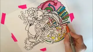 A Splashy Portrait-Doodling in Layers-Watch me Color-Kicking Coloring up a Notch