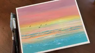 How to Blend Acrylic Paint Tutorials for Beginner Step by Step / Dream Beach/#43