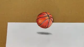 How to Draw Basketball - Drawing 3D Floating Ball