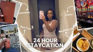 Solo Travel Vlog ❦. | 24 Hr Staycation ( Roadtrip, Casino, Pool & More)
