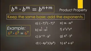 Product Property / Rule of Exponents Algebra 1