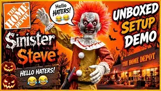 Sinister Steve (the clown) animatronic : Unboxing, Setup, and Demo video : Home Depot Halloween 2023