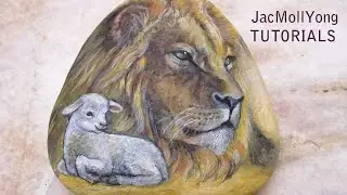 Rock Painting Tutorial_the lion & the lamb