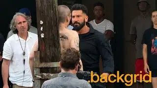Jon Bernthal and stunt double rehearse final scene for 
