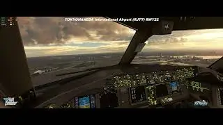 MSFS2020 TOKYO HANEDA International Airport (RJTT) Airport RWY22 Landing Cockpit view