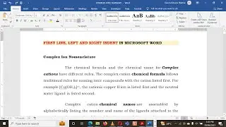 First Line, Left and Right Indents in MS Word