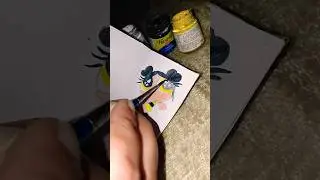 how to make a mini paper painting / day 1 mini painting #challenge #art #cute #shorts