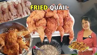 បំពងគ្រួចអោយស្រួយឆ្ងាញ់ Deep Fried Quail With Crispy Bread Crumb, Cambodian Style Khmer Food Recipe