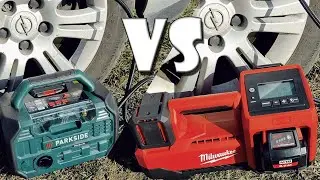 Milwaukee M18 BI-0 Tire Inflator vs Parkside PKA 20-Li A1 Cordless Compressor