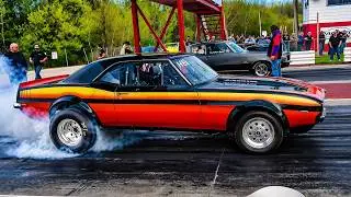 Classic Muscle Cars Take on the Drag Strip