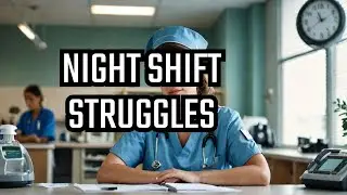 This Tired nurse falling asleep at the desk