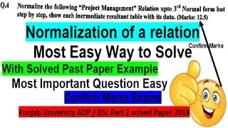 ADP BSc part 2 Database Solved Paper 2018 PU Normalization