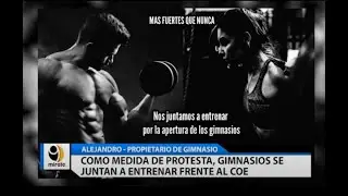 Como medida de protesta gimnasios se juntan frente al COE a entrenar