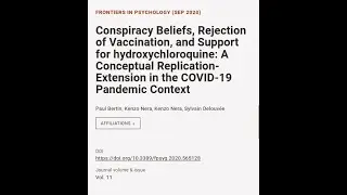 Conspiracy Beliefs, Rejection of Vaccination, and Support for hydroxychloroquine: A C... | RTCL.TV