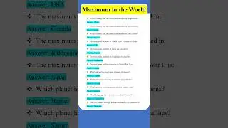 Maximum in the World I General Knowledge I Current affairs 2024 I #shorts #shortsfeed #gk