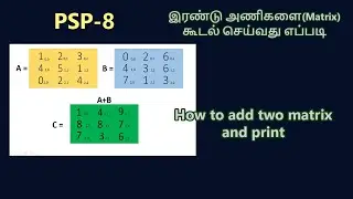 PSP-8 Matrix Addition | How to add two matrix values in tamil