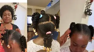 Simple & Easy 30 Mins. Natural Hairstyle for girls with Shea Butter and Coconut Oil- No gel