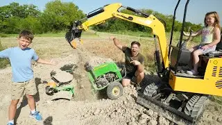 Digging for Hidden Treasures and Tractors | Tractors for kids