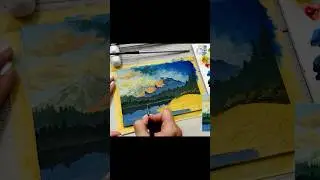 Sunset mountains ⛰️ Acrylic painting / Subscribe 💖 #art #acrylicpainting