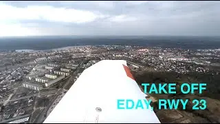 Take off from RWY 23 at Strausberg (EDAY), March 2024