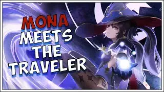 Genshin Impact | Mona meets the Traveler and Paimon | Story Cutscene