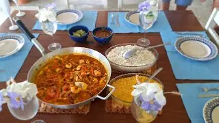 almoço delicioso.. gente maravilhosa e a receita da moqueca mista em tempo real..#comidabaiana