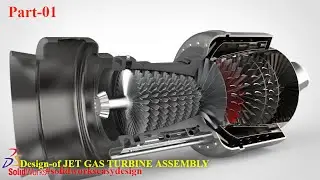 Solidworks Tutorial # 155 How to Design a JET GAS TURBINE Assembly (Engine) in SW Easy Design