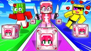 Playing a CRAZY FAN GIRL LUCKY BLOCK RACE in Minecraft
