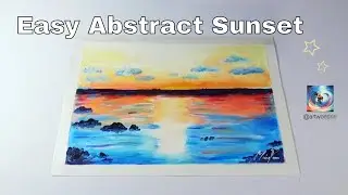 Abstract Sunset 😊 Easy Acrylic Painting / Beautiful / Ocean / Art Demo / Relaxing (Short Video)