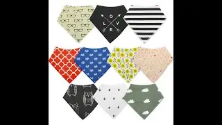 EMINENT KIDS BABY BANDANA BIBS 10-PACK 100% ORGANIC COTTON